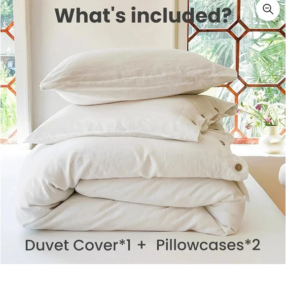 Simple Opulence 100% Linen Queen Duvet Cover White OEKO-TEX Button Closure - Picture 2 of 8